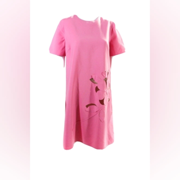 *$2190 NEW OSCAR DE LA RENTA CARNATION PINK FLOWER CUT OUT DAY DRESS US 2 - Picture 4 of 10